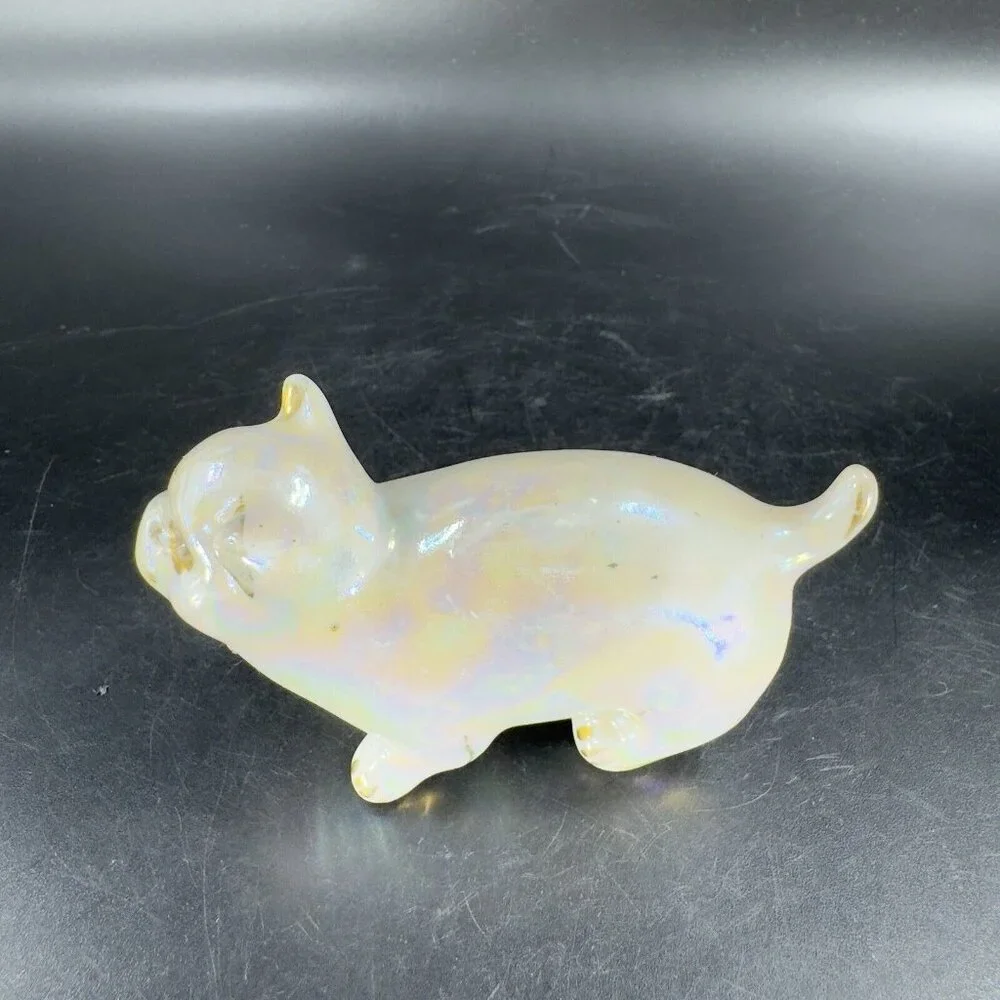 Vintage 1980s Ceramic Porcelain Luster Ware Iridescent Finish Kitty Cat Figurine
